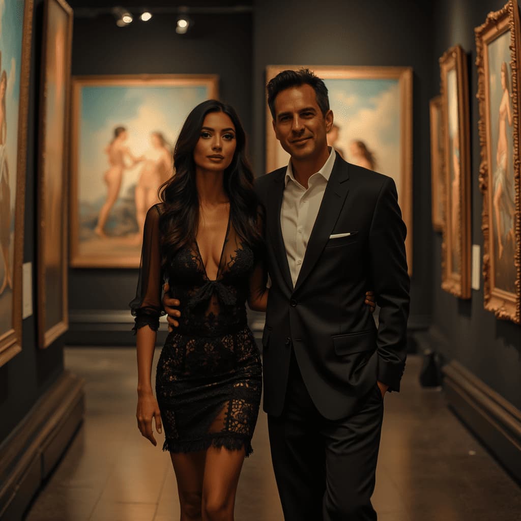 Acompañante elegante en una galería de arte privada con estilo y sofisticación – ZafiréVIP