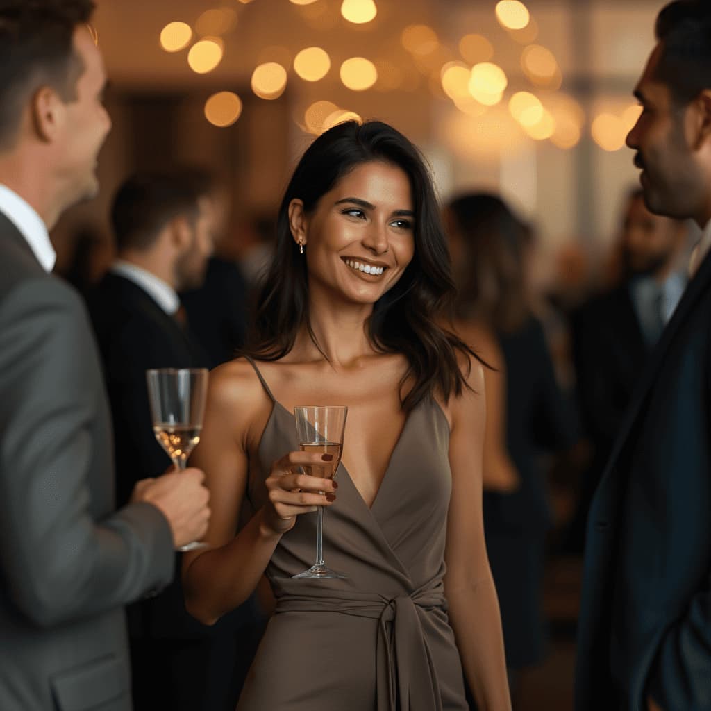 Acompañante social latina compartiendo en evento privado con empresarios - ZafiréVIP